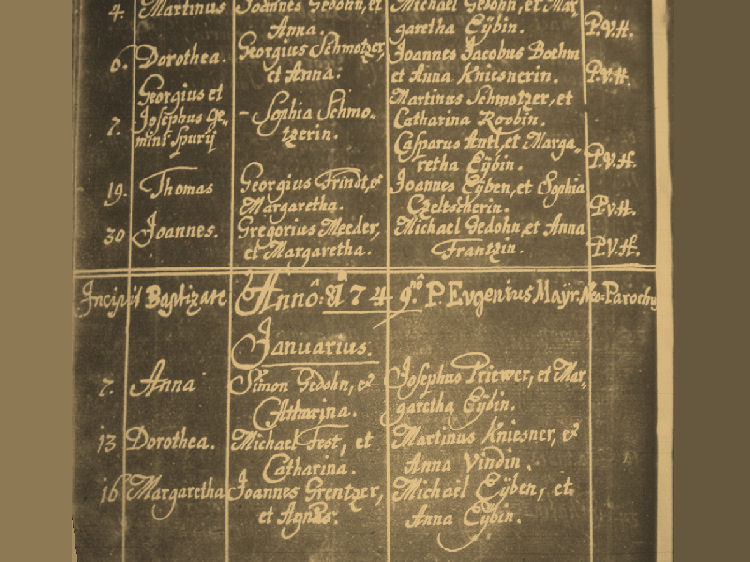 Kirchenbucheintrag Ober-Metzenseifen: Geburtenliste